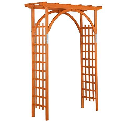 Yaheetech 85” Wood Arbor Arch Trellis Wooden Garden Arbor Wedding Climbing Planting Garden Patio Greenhouse Bridal Party Decoration, Natural Wood