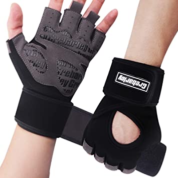 Grebarley Gym Gloves, Weight Lifting Gloves with 48-56CM Wrist Support Strap, Breathable Sport Gloves, Fitness Gloves with Full Palm Protection, Crossfit, Training, for Men/Women