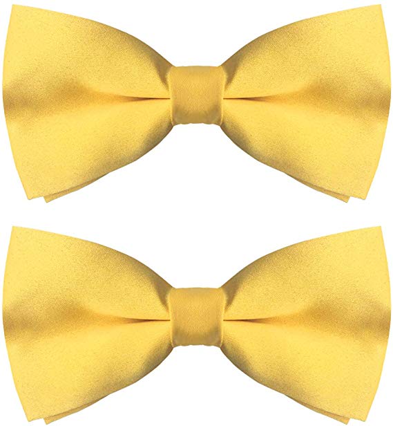 Men’s Classic Pre-Tied Satin Bow Ties, 2 Packs Formal Tuxedo Bowtie Adjustable Length for Adults and Children
