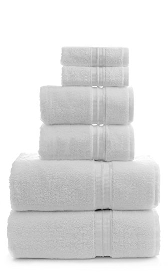 8 Piece Turkish Luxury Turkish Cotton Towel Set - Eco Friendly, 2 Bath Towels, 2 Hand Towels, 4 Wash Clothes (6, White)