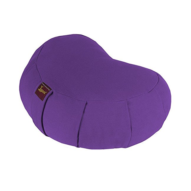 Yogavni Yogavni-Crescent-Zafu-Purple Crescent/Heart Shape Yoga and Meditation Zafu Cushion Pillow with Natural Cotton Filling, Purple