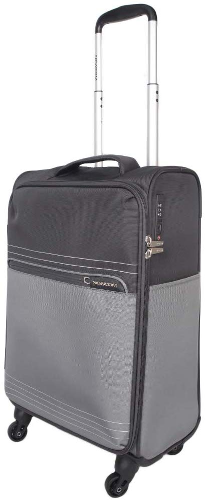NEWCOM Luggage 20 Inch Carry On Softside Polyester Lightweight Trolley Case Softshell Hand Baggage Cabin Build-in TSA Lock Grey