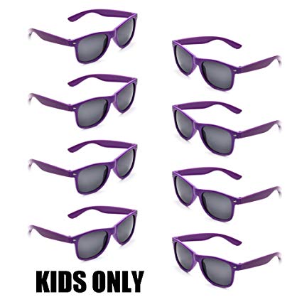 Neon Colors Party Favor Supplies Unisex Sunglasses Pack of 8 for Kids (8 Pack Purple)