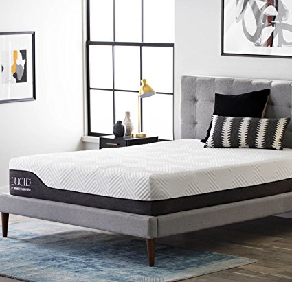 LUCID 12 Inch Full Hybrid Mattress - Bamboo Charcoal and Aloe Vera Infused Memory Foam - Motion Isolating Springs - CertiPUR-US Certified