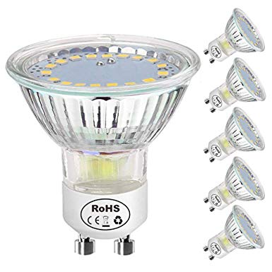 BATHEBRIGHT GU10 Light Bulbs,40W Halogen Bulbs Equivalent 2700K Soft Warm White Non-Dimmable, 120° Beam Angle, Gu10 Led Bulbs, Pack of 6 Units