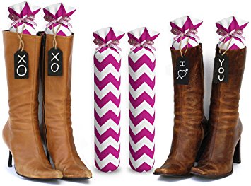 My Boot Trees, Boot Shaper Stands for Closet Organization. Many Patterns to Choose From. 1 Pair (Pink Chevron).
