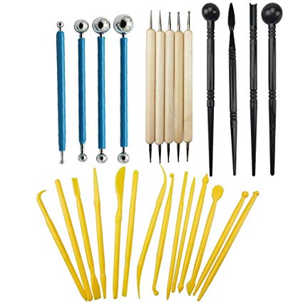 27PCS Fondant Cake Decorating Sculpting Modeling tools and Gum Paste Decorating Tool Kit for Cake Flower, Sculpture Pottery by CSPRING