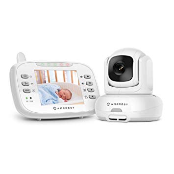 Amcrest Video Baby Monitor with Camera, Two-Way Audio, Motion Detection, Pan/Tilt/Zoom, Temperature Sensor, Night Vision, 3.5 inch LCD, 2.4 GHz Wi-Fi with FHSS (AC-2)