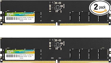 Silicon Power DDR5 32GB (2x16GB) 4800MHz (PC5-38400) 288-pin CL40 1.1V UDIMM Non-ECC Desktop RAM Computer Memory SP032GBLVU480F22