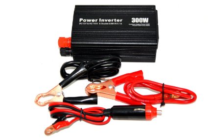 Power Inverter 300W Dual 110V AC Outlets - Dual USB Ports 3A Car DC 12V to 110V AC Inverter DC Adapter Laptop 12289Smartphones and Tablets Charger by Frayagresa Black 300W