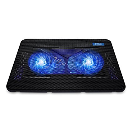GranVela AXT01 Laptop Cooling Pad for 10-15.6 Laptop Fans Chill Mat with 2 Quiet Fans LED Lights Cooler Pad