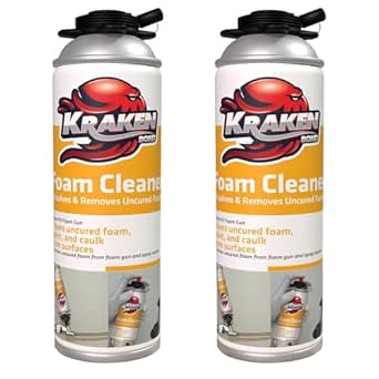 Kraken Bond Spray Foam Gun Cleaner - (2x12.3oz) Polyurethane Foam Insulation Cleaner Spray, Dissolves Uncured Expanding Foam, Foam Cleaner Spray for Extended Tool Durability - 2 Pack