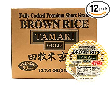 Tamaki Gold | Fully Cooked Premium Short Grain Brown Rice, Microwavable Rice, Instant Cooked Rice,7.4 Oz Bowls | 12 Pack