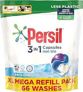 Persil Non Bio 3 in 1 Laundry Detergent Washing Pods Capsules Tablets XL, 66 Washes