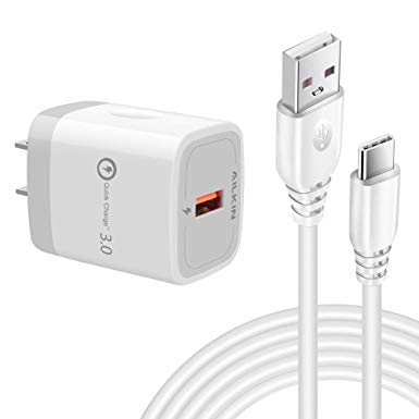 Note 10 Plus Charger Cable, AILKIN Quick Charge 3.0 USB Wall Charger Block with 6.6Ft Type C Long Cord for Samsung Galaxy Note10 S10e Plus A10e A50 A20 S9 S8, LG Stylo 5 4 G8 G7 G6, Moto Z4 Z3 Force