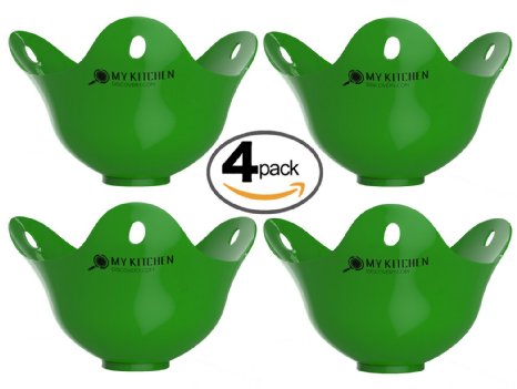 Silicone Egg Poacher - 4 Pack Egg Cookware Cups, Egg Cooker, Cooking Perfect Poached Eggs In Minutes! Replaces Your Microwave Egg Poacher - Egg Rings - Egg Boiler, Its a Must Have Kitchen Gadget