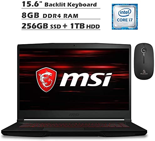 2020 MSI GF63 Thin 15.6 Inch FHD 1080P Gaming Laptop (Intel 6-Core i7-9750H up to 4.5GHz, GTX 1050 Ti 4GB, 8GB RAM, 256GB SSD (Boot)   1TB HDD, Backlit KB, Win10)   NexiGo Wireless Mouse Bundle