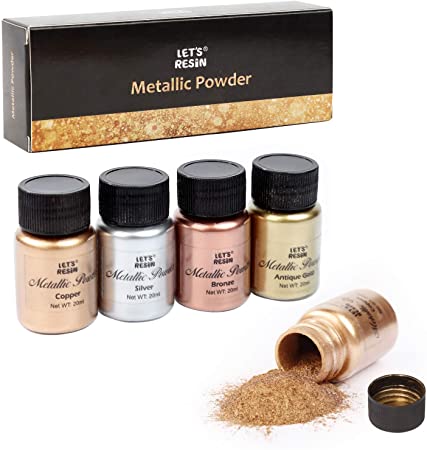 LET'S RESIN Metallic Pigment Powder, 5 Colors Resin Fine Powder, Each Bottle 20ml Shimmer Pigment Dye for Epoxy Resin Coloring, Polymer Clay and Other Crafts