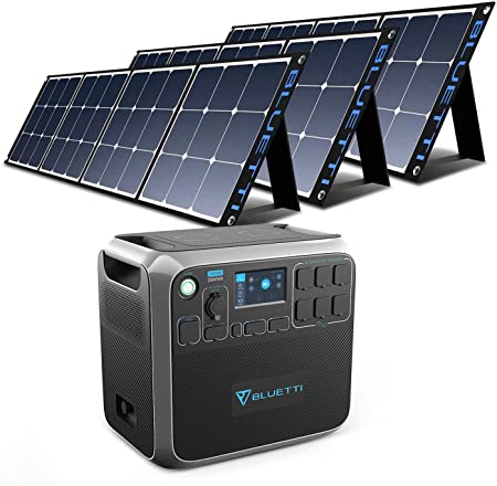 BLUETTI AC200P Portable Power Station with Solar Panel Included 2000W Solar Generator Kit with 3pcs 200W Foldable Solar Panel, 6 120V AC Outlet Lithium Battery Backup for Home Use Outdoor Camping RV