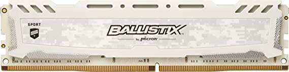Ballistix Sport LT 16GB Single DDR4 2666 MT/s (PC4-21300) DR x8 DIMM 288-Pin Memory - BLS16G4D26BFSC (White)