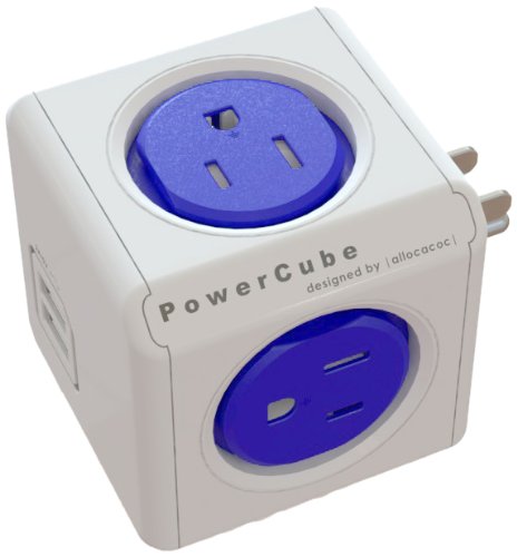 PowerCube Original USB Surge Protector Electric Outlet Wall Adapter Power Strip with 4 outlets Dual USB Port 4220BLUSOUPC