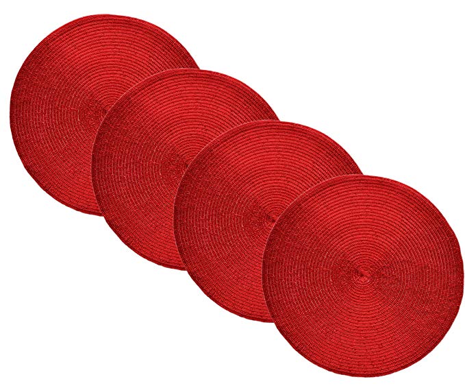 Benson Mills Sparkle Round Placemats (Red, 15" Round Set of 4)