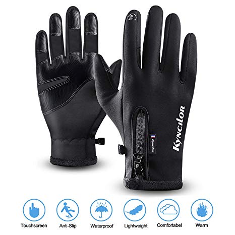 Cycling Gloves,Kekilo Winter PU Leather Waterproof Touchscreen Full Finger Gloves Men&Women Keep Warm,Windproof and Rainproof for Outdoor Activity,Skiing,Running,Cycling,Hiking etc.