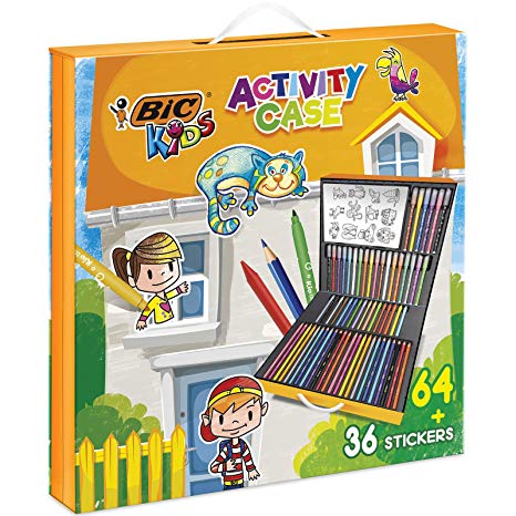 BIC Kids Activity Case  - 24 Colouring Pencils/24 Felt Pens/16 Crayons and 36 Colouring Stickers