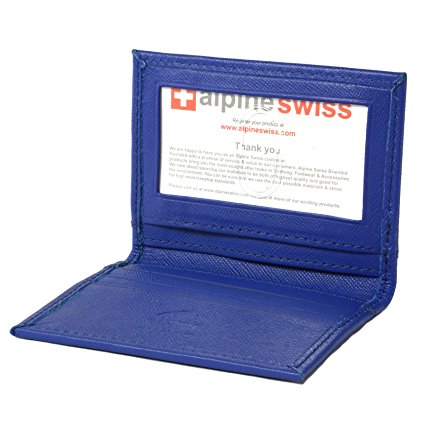 Alpine Swiss Thin Front Pocket Wallet Business Card Case 2 ID Window 6 Card Slot