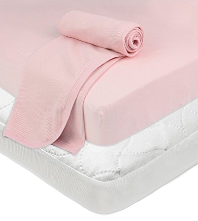 American Baby Company Crib and Toddler Bundle, Mattress Pad Cover,Fitted Sheet, Thermal Blanket, Pink