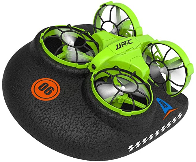 Mini Drone, Kids Toy Flying Toys RC Boats for Pools and Lakes, Remote Control Car for Kids, Sea-Land-Air Mode Switchable Hovercraft RC Quadcopter Helicopter Gifts for Boys Girls (Green)