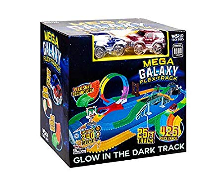 World Tech Toys Mega Galaxy Flex-Track 425-Piece Glow in The Dark Track with 2 Electric LED Light Cars and Track Loop