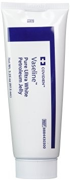 3 Pack Medical Grade Vaseline Pure Ultra White Petroleum Jelly, 3.25 oz (97.5 mL) Tubes ONLY by Kendall/Covidien