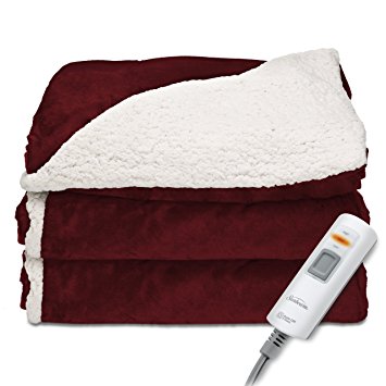 Sunbeam Reversible Sherpa/Mink Heated Throw, Garnet, TRT8WR-R310-25A00