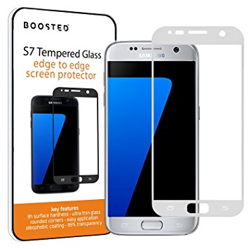 Samsung Galaxy S7 Full Screen Tempered Glass Screen Protector, 9H Hardness and Anti Fingerprint Oleophobic Coated - Silver