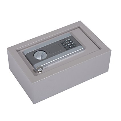 HomCom 13"L x 8"W x 4"H Top Opening Drawer Safe with Electronic Combination Lock - Gray