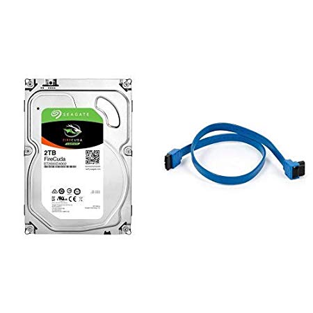 Seagate 2TB FireCuda Gaming SSHD (Solid State Hybrid Drive) - 7200 RPM SATA 6Gb/s 64MB Cache 3.5-Inch Hard Drive   Monoprice 18-Inch SATA III 6.0 Gbps Cable Bundle