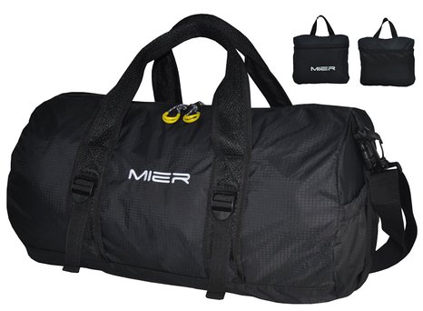 MIER Foldable Sports Gym Bag Lightweight Travel Luggage Duffel for OvernightSportsGymWeekendVacation Water-resistant Nylon