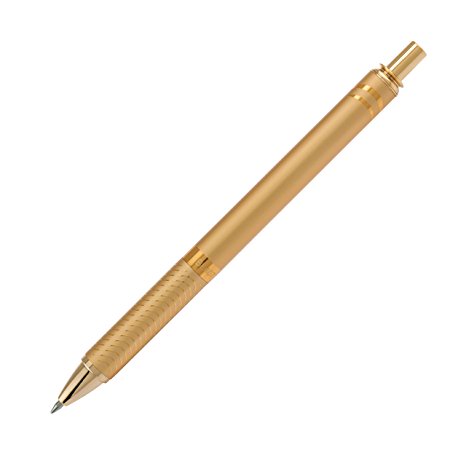 Pentel EnerGel Alloy Retractable Liquid Gel Pen, Gold Barrel, Black Ink, in gift box with info band (BL407XABX)