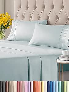 Twin 4 Piece Sheet Set - Breathable & Cooling Bed Sheets - Hotel Luxury Bed Sheets for Women, Men, Kids & Teens - Comfy Bedding w/ Deep Pockets & Easy Fit - Soft & Wrinkle Free - Twin Ice Blue Sheets