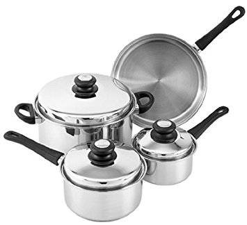 Tuxton Home Reno 7 Piece Cookware Set; Stainless Steel, PFTE & PFOA Free, Dishwasher and Oven Safe