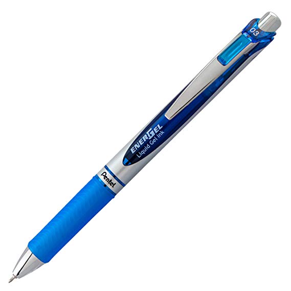 Pentel EnerGel RTX Retractable Liquid Gel Pen, Extra Fine Line, Needle Tip, Blue Ink ,12 pack (BLN73-C)