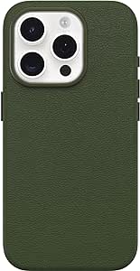 OtterBox iPhone 15 Pro Symmetry Series Cactus Leather for MagSafe - CACTUS GROVE (Green), sustainable, snaps to MagSafe, ultra-sleek, raised edges protect camera & screen