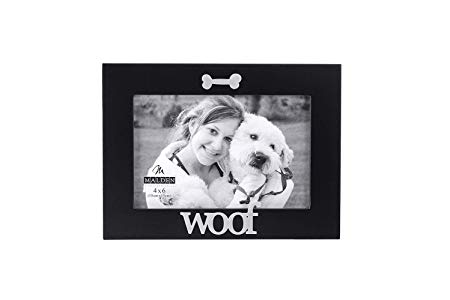 Malden International Designs Black Wood Expression Picture Frame, Woof, 4x6, Black