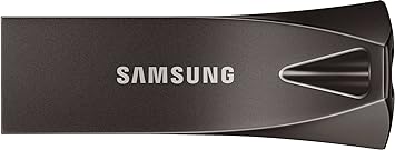 SAMSUNG BAR Plus 3.1 USB Flash Drive, 64GB, 400MB/s, Rugged Metal Casing, Storage Expansion for Photos, Videos, Music, Files, MUF-64BE4/APC, Titan Grey