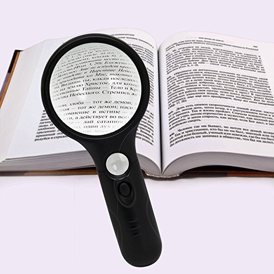 CoHome 3 LED Light, 3X 15X Handheld Magnifying Glass Reading Magnifier Lens Jewelry Loupe Cool Black