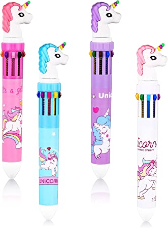 4 Pieces Fun Pens Ballpoint Pen Animal Shaped Design Cartoon Pen Fun Pens for Kids Office School Supplies 0.7 mm (Unicorn)