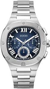 GUESS Men's 42mm Watch - Black Strap Gunmetal Dial Silver Tone Case