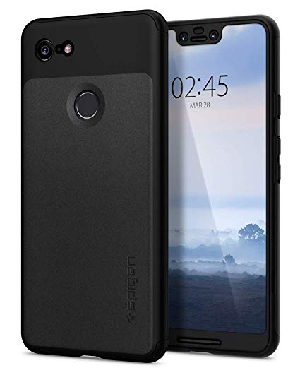 Spigen Thin Fit 360 Exact Slim Full Protection Tempered Glass Screen Protector Designed Google Pixel 3 XL Case (2018) - Black