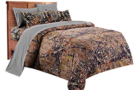 20 Lakes Woodland Hunter Camo Comforter Set (Forest Brown/Gray, King)